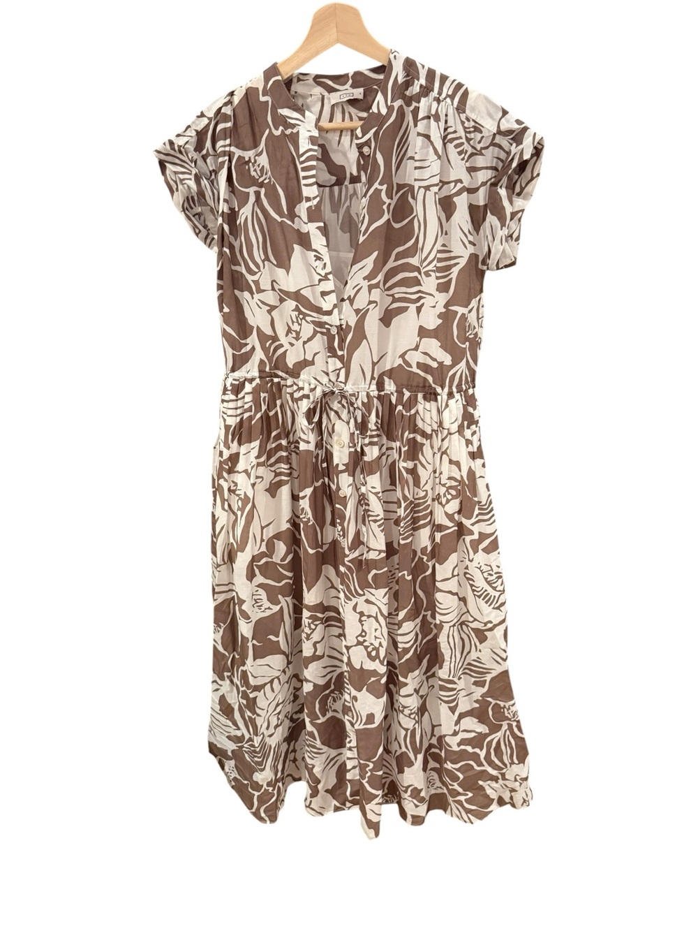 AYR The Sway Teak Floral Cotton Silk Midi Dress Size XS